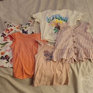 Floral and Pink Kids Tops Set, Size 6/7 - H&M, Cat & Jack, Petite Plum